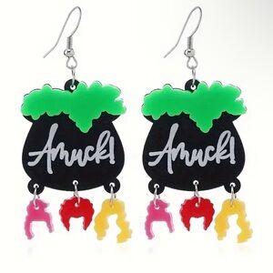 Halloween Hocus Pocus Cauldron Silhouette Disney Dangle Earrings